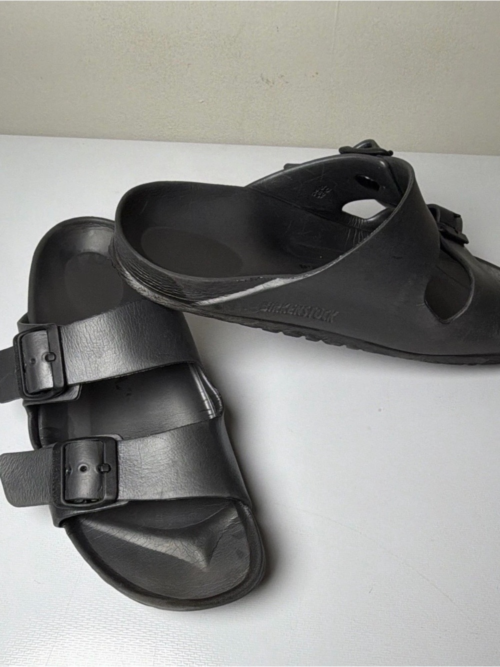 Birkenstock Men's Black Double-Buckle Slide Sandals